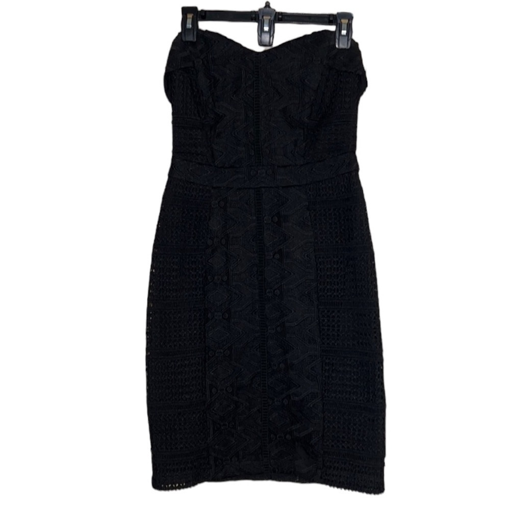 Adelyn Rae dress - black- midi length patterned dress (size small)